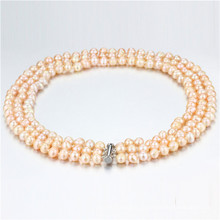 Snh Peach Color Hot Sale 925 Collier en perles d&#39;argent pour femmes